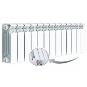 Биметаллический радиатор Rifar Base Ventil 350, 13 секций, с нижним правым подключением