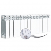 Биметаллический радиатор Rifar Base Ventil 350, 14 секций, с нижним правым подключением