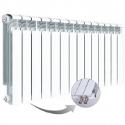 Алюминиевый радиатор Rifar Alum Ventil 500, 14 секций, с нижним правым подключением